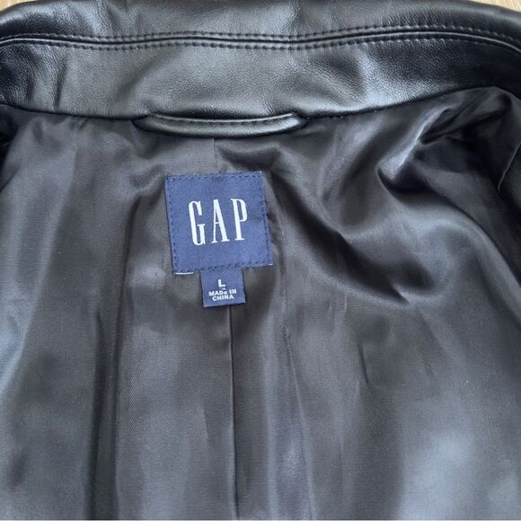 S O L D : Gap Vegan Leather Blazer Black Size Large Womens - Picture 6 of 13
